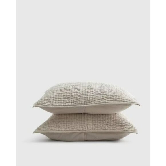 NWOT Quince European Linen Cotton Stitch Sham Set – Natural – King Breathable - Picture 1 of 3